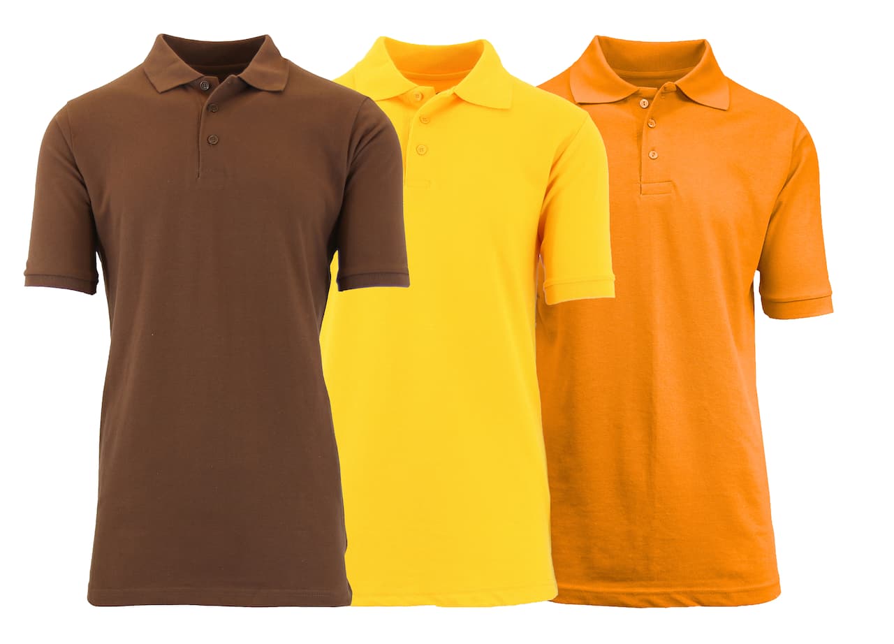 Galaxy By Harvic Short Sleeve Men's Pique Polo Shirt 3 Pack